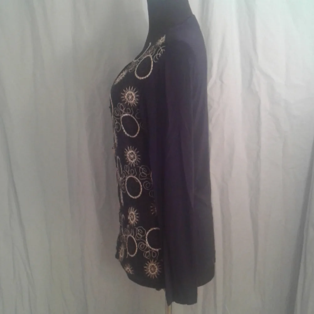 Chico's Travelers 0 Cardigan 4 Small Slinky Embroidered - Picture 4 of 9